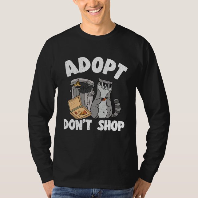 Camiseta Adopt Don't Shop Funny Raccoon 2 (Frente)
