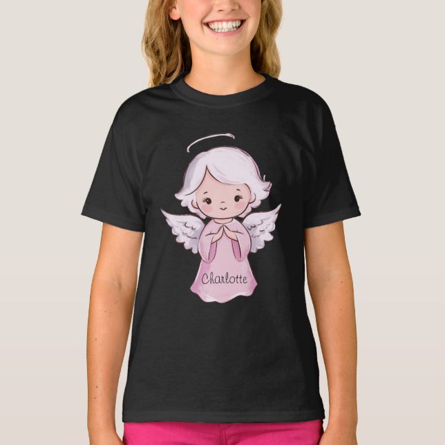 Camiseta Adorable Angel Girly Black Name (Frente)