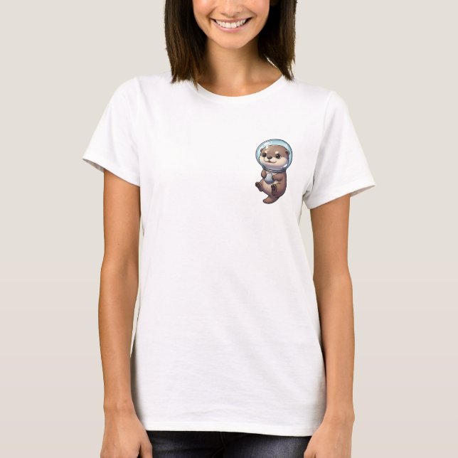 Camiseta Adorable Astronaut Otter Illustration (Frente)