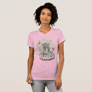 Camiseta Adorable Baby Grey Tiger Wildflower Watercolor 