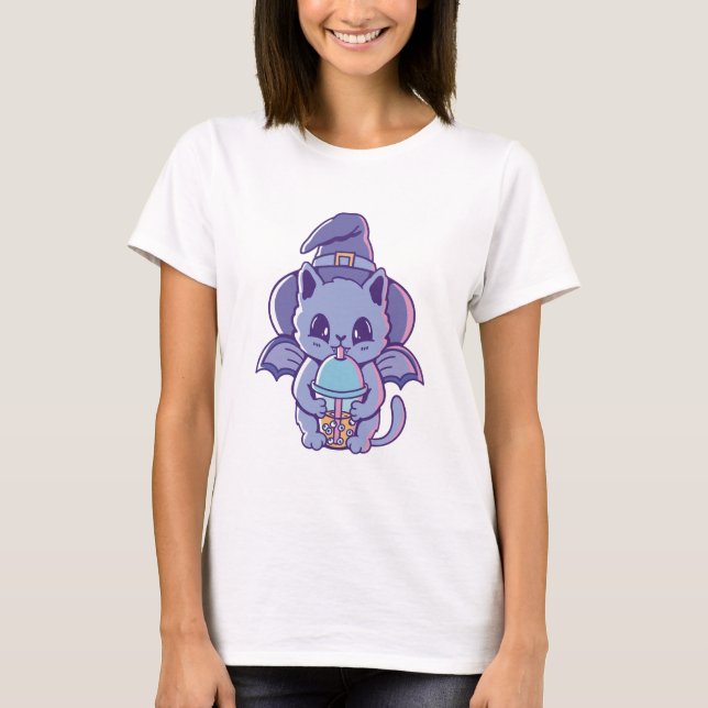 Camiseta Adorable Bat Witch Cat (Frente)