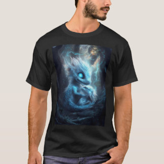 Camiseta Adorable Bébé Dragon dans une Forêt Enchantée