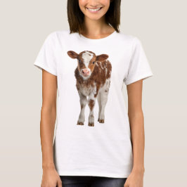 Camiseta Adorable Calf Portrait on Burlap