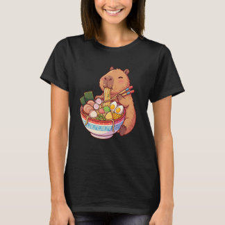 Camiseta Adorable Capybara Eating Ramen Noodles Kawaii Desi