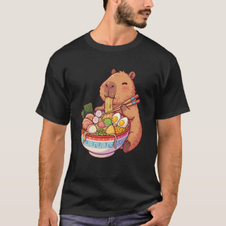 Camiseta Adorable Capybara Eating Ramen Noodles Kawaii Desi