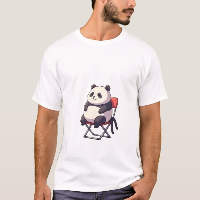 Camiseta Adorable Cartoon Panda Sitting (Frente)