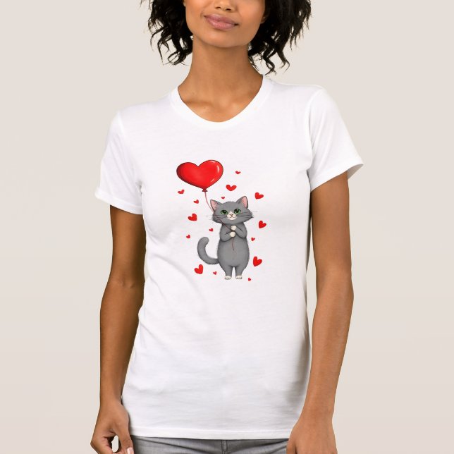 Camiseta Adorable Cat Valentine's Gift Women's T-Shirt (Frente)