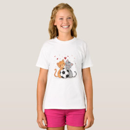 Camiseta Adorable Cats with Soccer Ball on Valentines Day