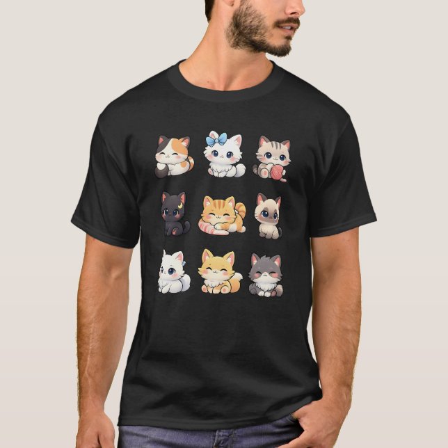 Camiseta Adorable Chibi Kitten Collection T-Shirt Cute Cat (Frente)