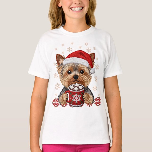 Camiseta Adorable Christmas Yorkshire Terrier (Frente)
