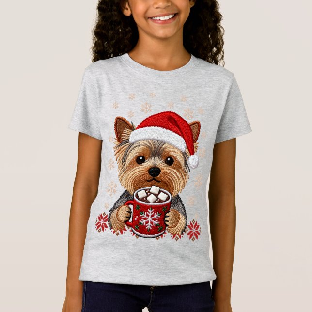 Camiseta Adorable Christmas Yorkshire Terrier (Frente)