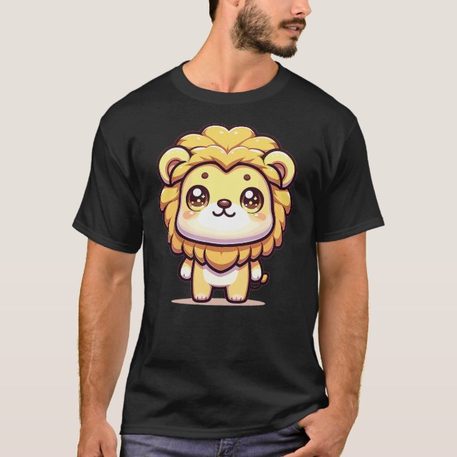 Camiseta Adorable Cute Japanese Kawaii Chibi Lion (Frente)