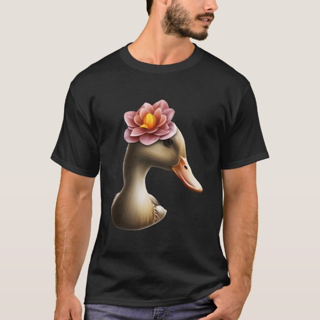 Camiseta Adorable Duck With A Flower Beautiful Duck Flower (Frente)