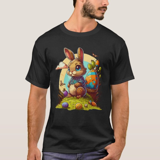 Camiseta Adorable Festive Easter Kids Cute Easter Bunny Gra (Frente)