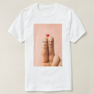 Camiseta Adorable Finger Couple Art, Cute Finger Faces