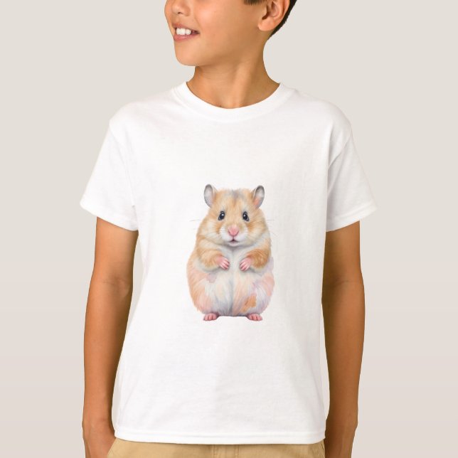 Camiseta Adorable Fluffy Golden Hamster Portrait Kids (Frente)