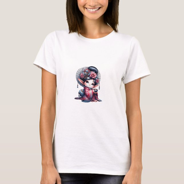 Camiseta Adorable Geisha Gnome Illustration (Frente)