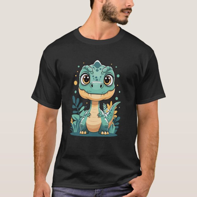 Camiseta Adorable Kawaii Baby Dinosaur with Big Eyes Cute D (Frente)