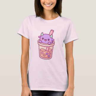 Camiseta Adorable Kawaii Monster with Rainbow Bubble Tea