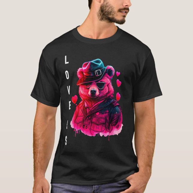 Camiseta Adorable Love is With Heart Animal Valentine's day (Frente)