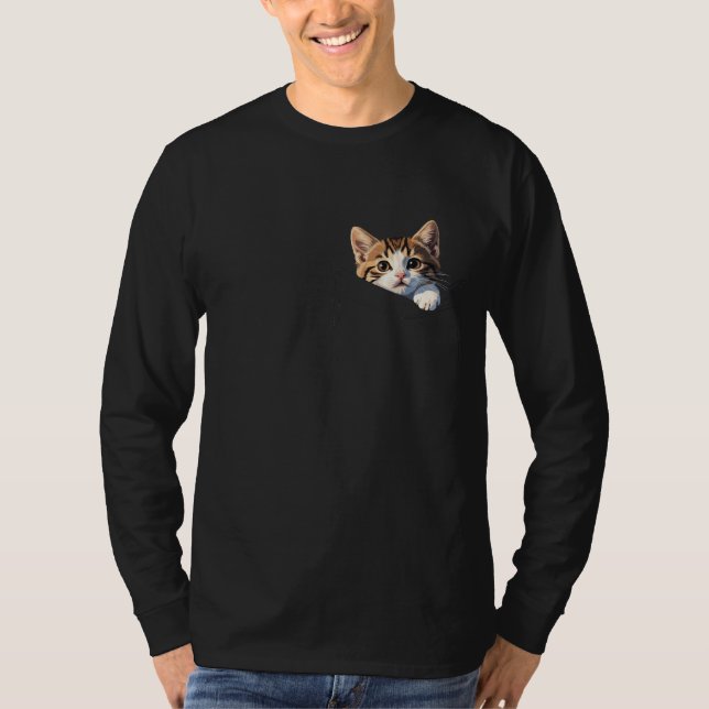 Camiseta Adorable Peeking Kitten in Pocket T-Shirt - (Frente)