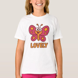 Camiseta Adorable Pink Butterfly  Cute Cartoon Insect Art 