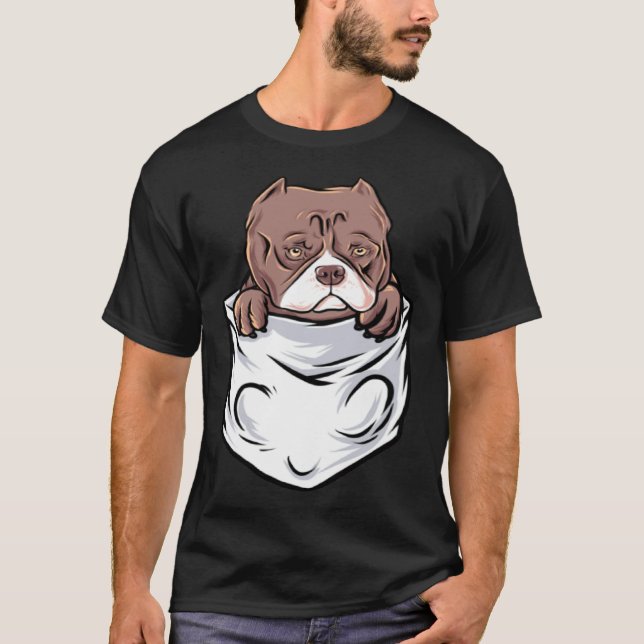 Camiseta Adorable Pit Bull Terrier Puppy  Cute Pocket (Frente)