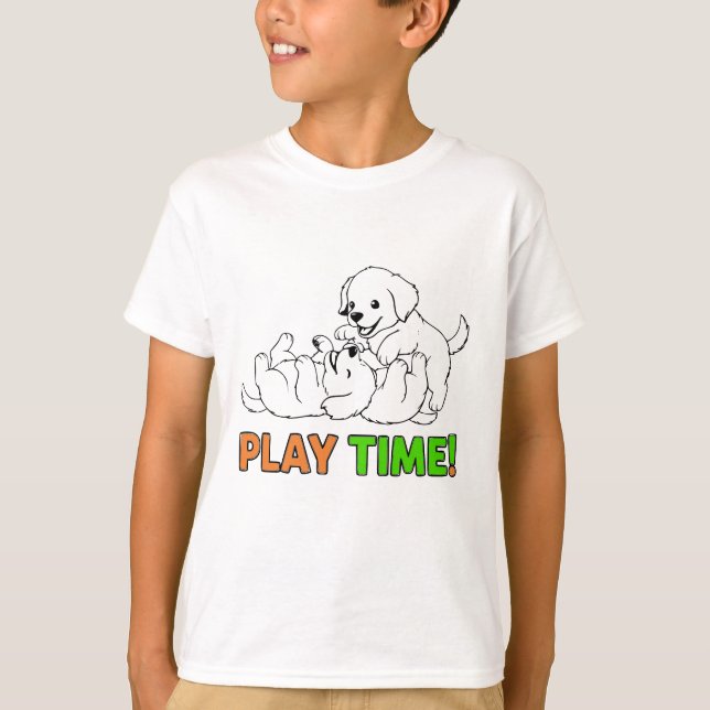 Camiseta Adorable Puppies Play Time - Cute Golden Retriever (Frente)