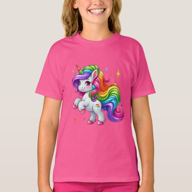 Camiseta Adorable Rainbow Unicorn with Cloud & Rainbow Mark (Frente)
