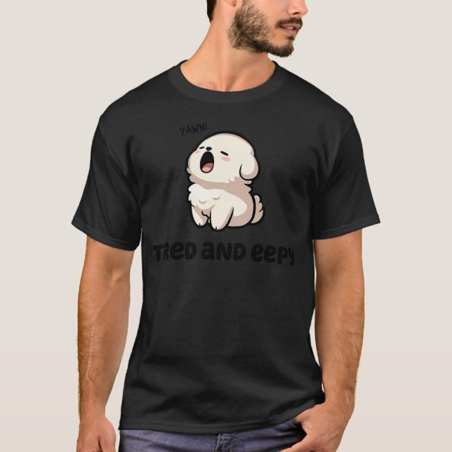 Camiseta Adorable Sleepy Dog Tired and Eepy (Frente)