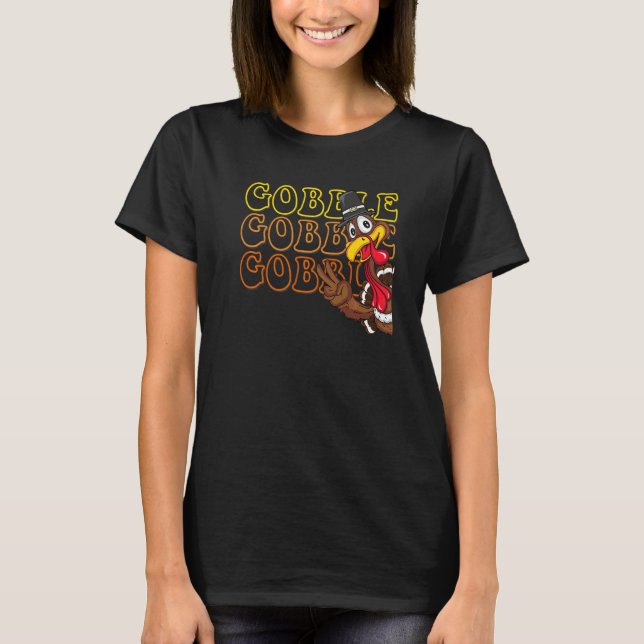 Camiseta Adorable Thanksgiving Turkey Giving Peace Sign   (Frente)