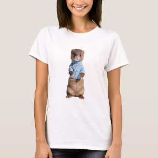 Camiseta Adorable Weasel in Blue Knitted Sweater