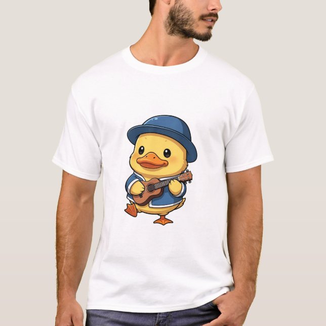 Camiseta Adorable Yellow Duckling Wearing Blue Hat (Frente)