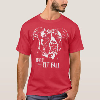 Camiseta Adorado por um cão-mãe do Pit Bull dizendo 