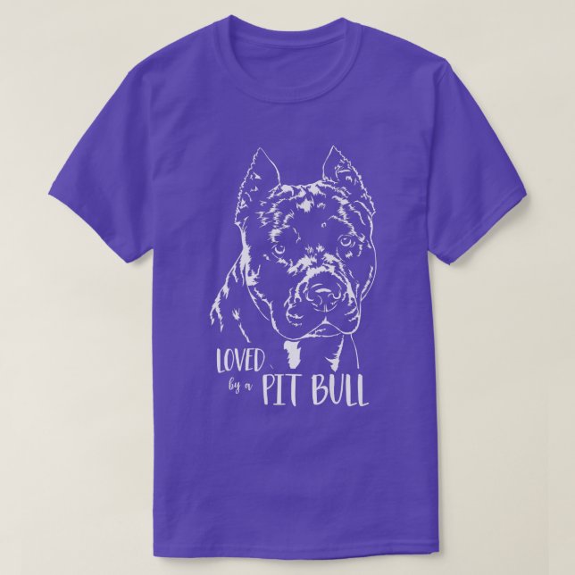 Camiseta Adorado por um cão-mãe do Pit Bull dizendo Premium (Frente do Design)