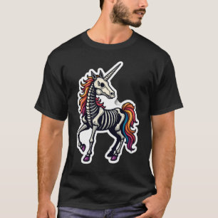 Camiseta Adoradores de Unicórnio Esqueleto Engraçado Fantas