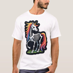 Camiseta Adoradores de Unicórnio Esqueleto Engraçado Fantas