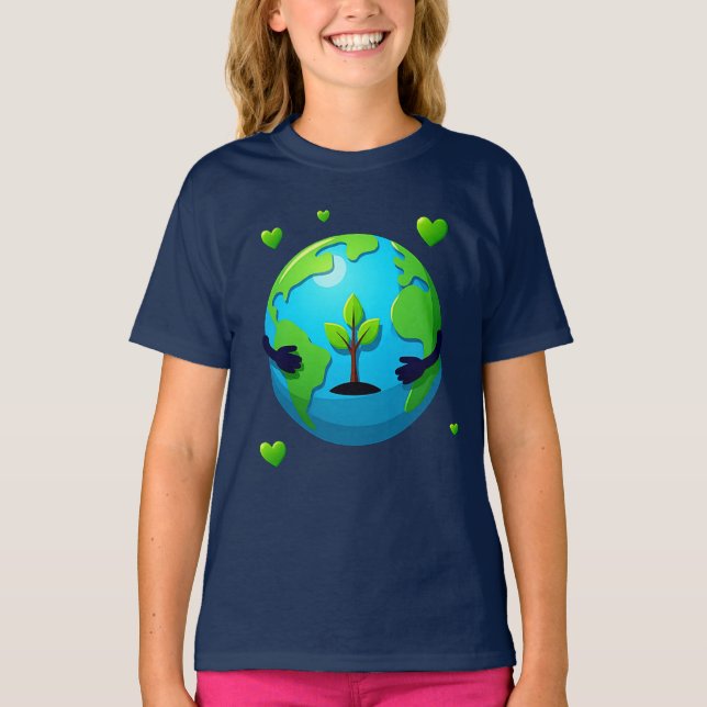 Camiseta Adoramos o nosso planeta Eco Earth Tree Girls' T S (Frente)