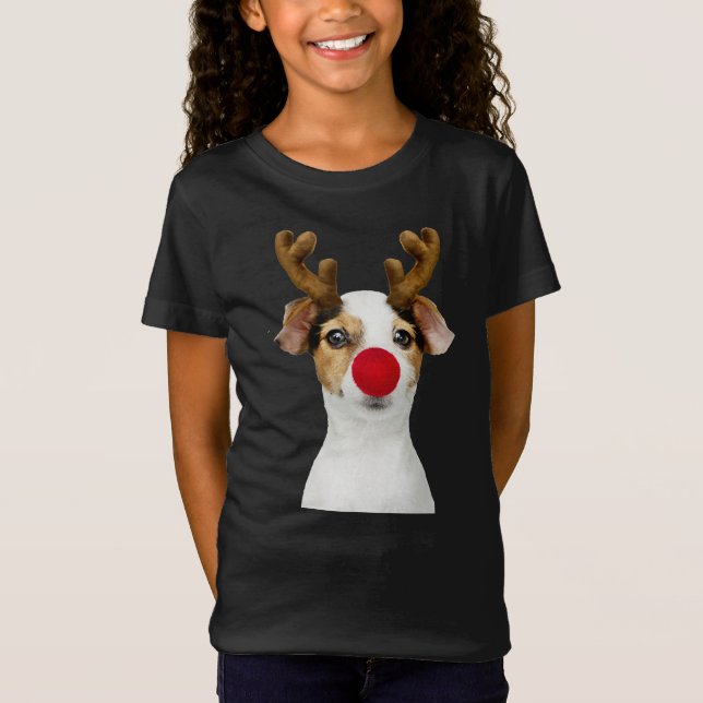 Camiseta Adoráveis com uma sopa branca com chifres de Natal (Frente)