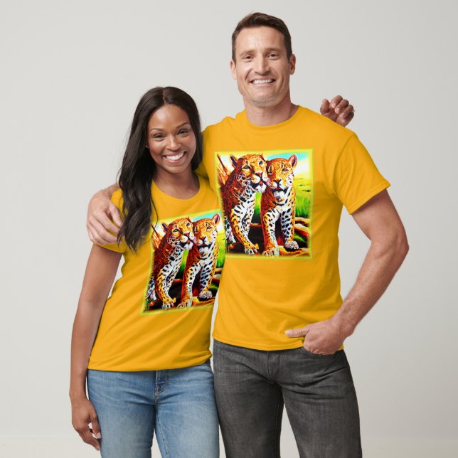 Camiseta Adoráveis Cubos Jaguares na Selva. Comprar Agora (Unissex)