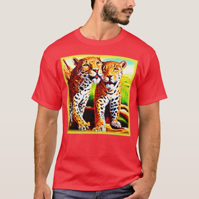 Camiseta Adoráveis Cubos Jaguares na Selva. Comprar Agora (Frente)