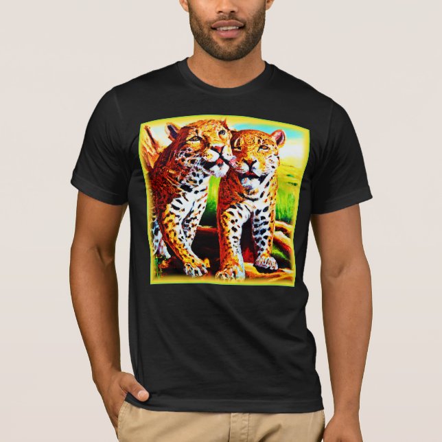 Camiseta Adoráveis Cubos Jaguares na Selva. Comprar Agora (Frente)