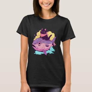Camiseta Adoráveis Nekos Atum Cavalgam Passado Pastel Capri