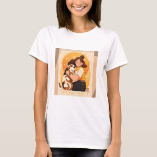Camiseta Adorável abraço de garota e cachorro