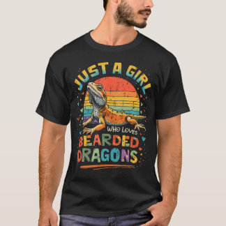 Camiseta Adorável Apenas Uma Garota Que Ama Dragões Barbudo
