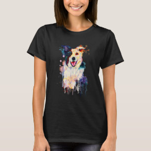 Camiseta Adorável Arte de Cãozinho Border Collie em Splash