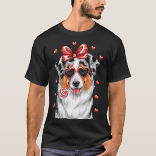 Camiseta Adorável Australian Shepherd Lambe Pirulito Valent