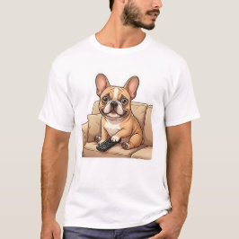 Camiseta Adorável Bulldogue Francês Assistindo Cartoon na T