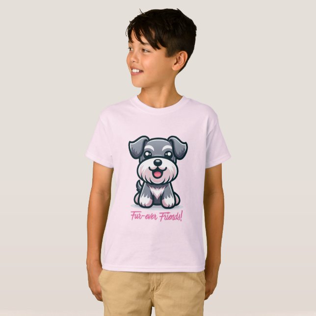 Camiseta Adorável Cachorrinho Cinza (Frente Completa)