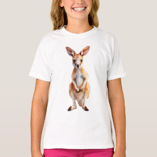 Camiseta Adorável canguru-vermelho filhote em aquarela em p